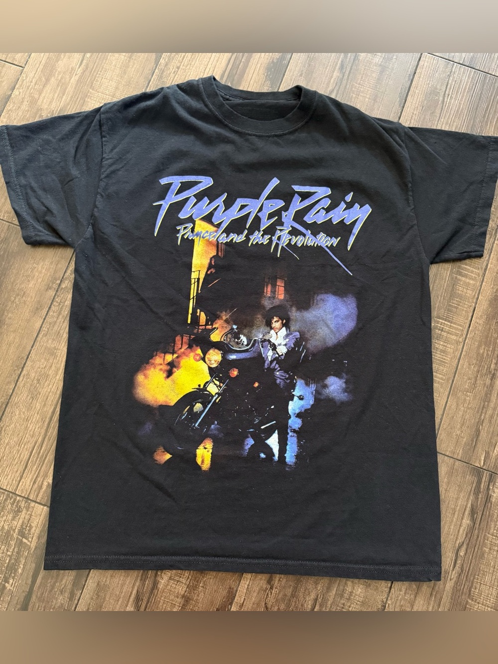 Prince Purple Rain Officially Licensed Graphic Tee Black Size Medium